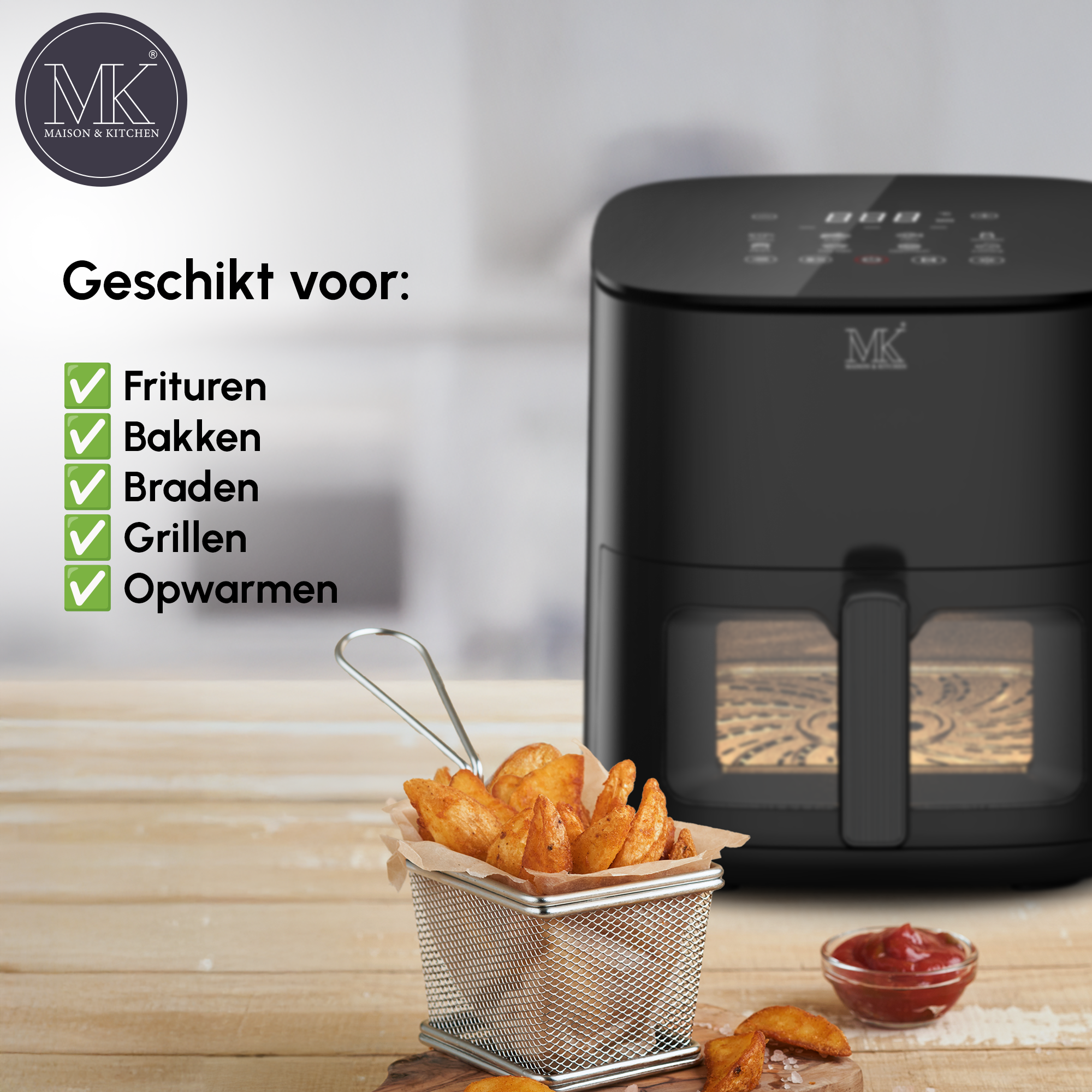 Airfryer - 3L - PFAS vrij - 1350W - Zwart