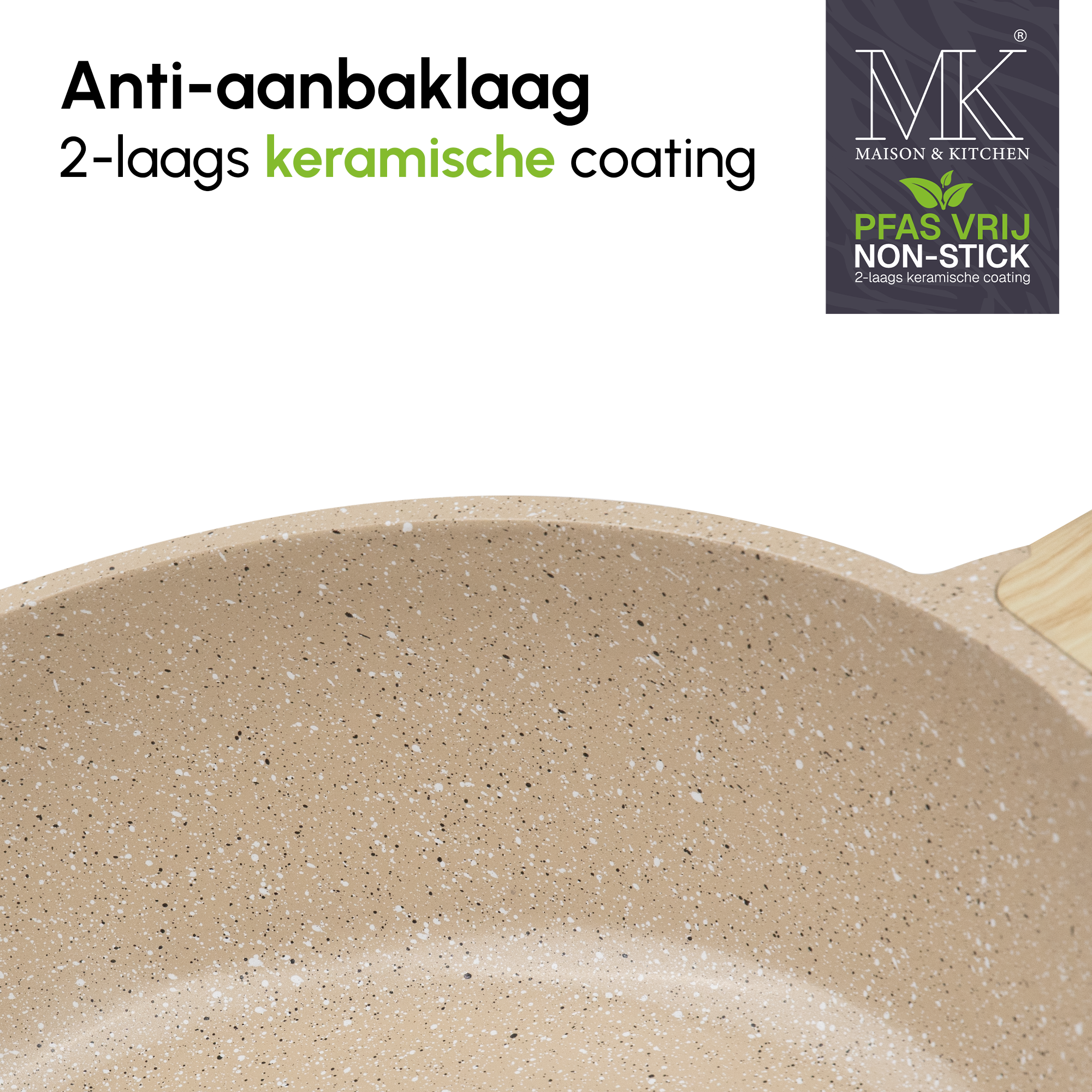 Koekenpan - Keramische coating - PFAS-vrij - Beige