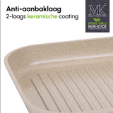 Grillpan - Keramische coating - 28 cm - PFAS-vrij - Beige