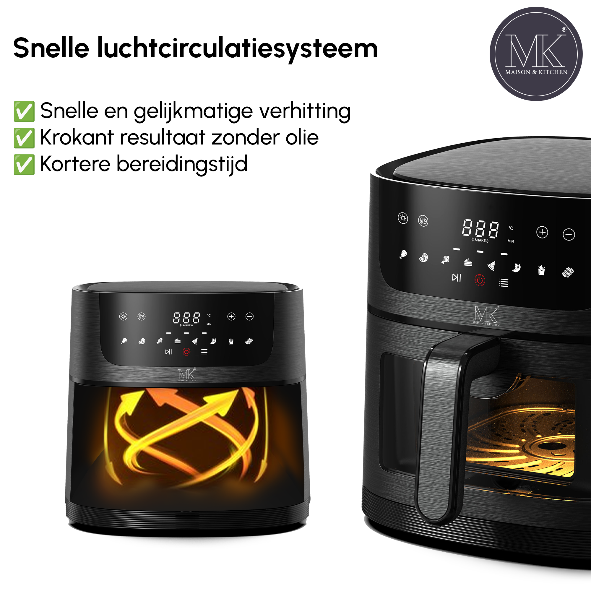 Airfryer - 8L - PFAS vrij - 1800W - Zwart