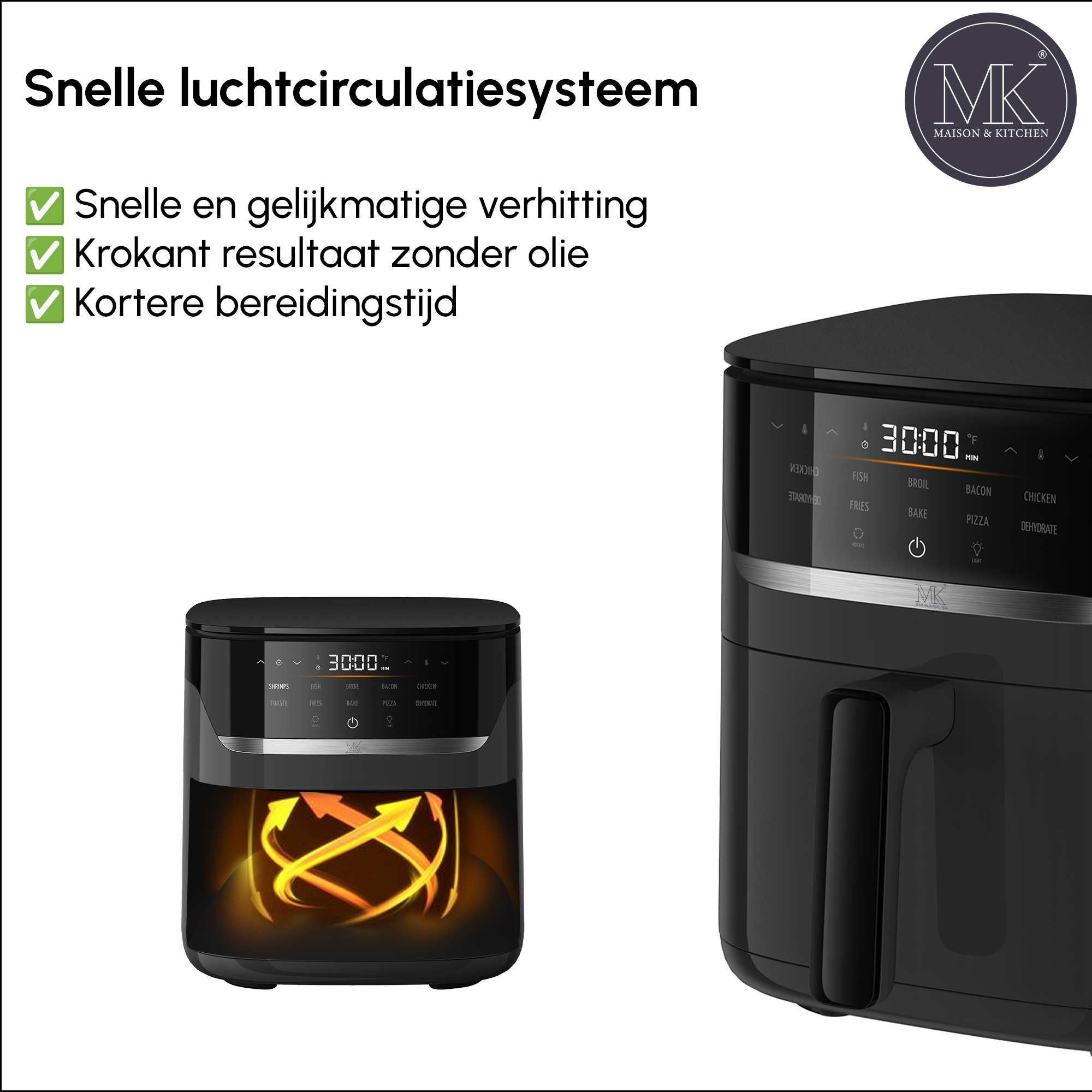 Airfryer - 5L - PFAS vrij - 1500W - Zwart