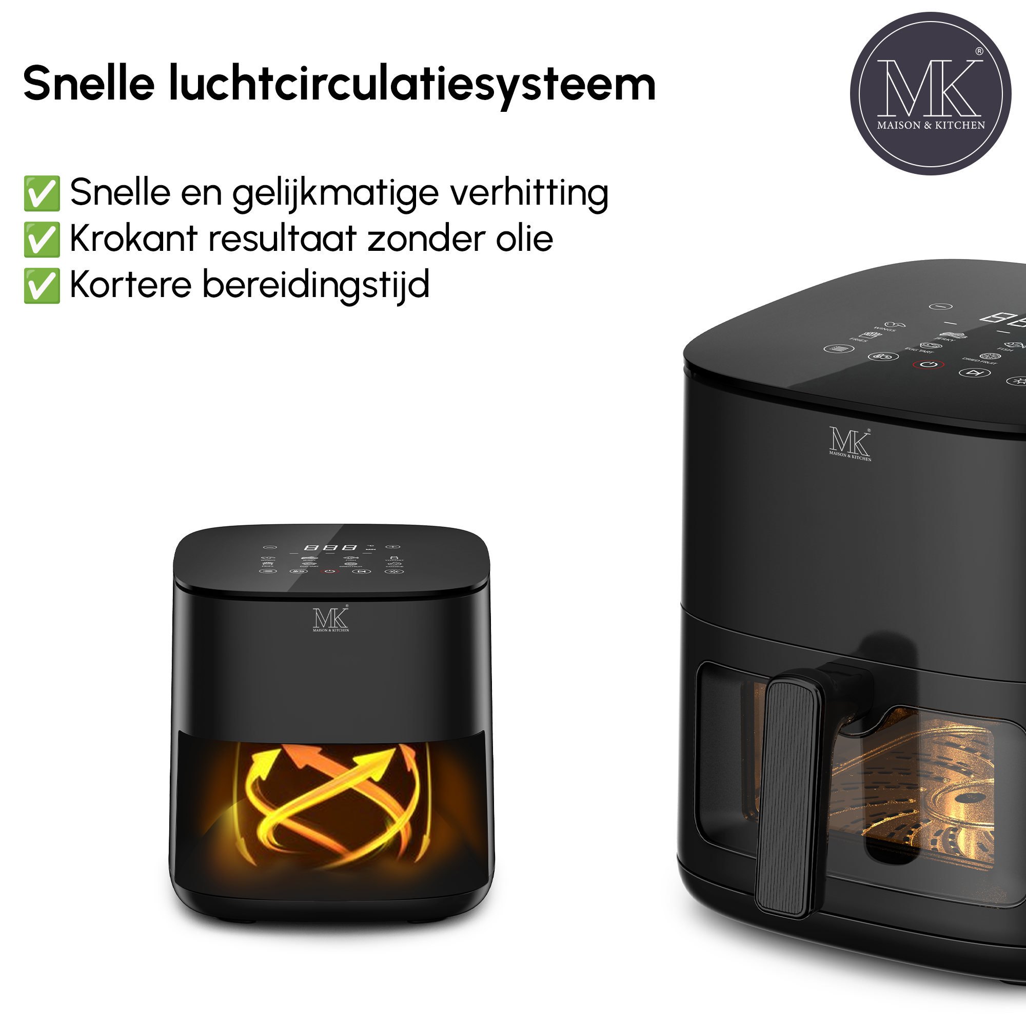 Airfryer - 3L - PFAS vrij - 1350W - Zwart