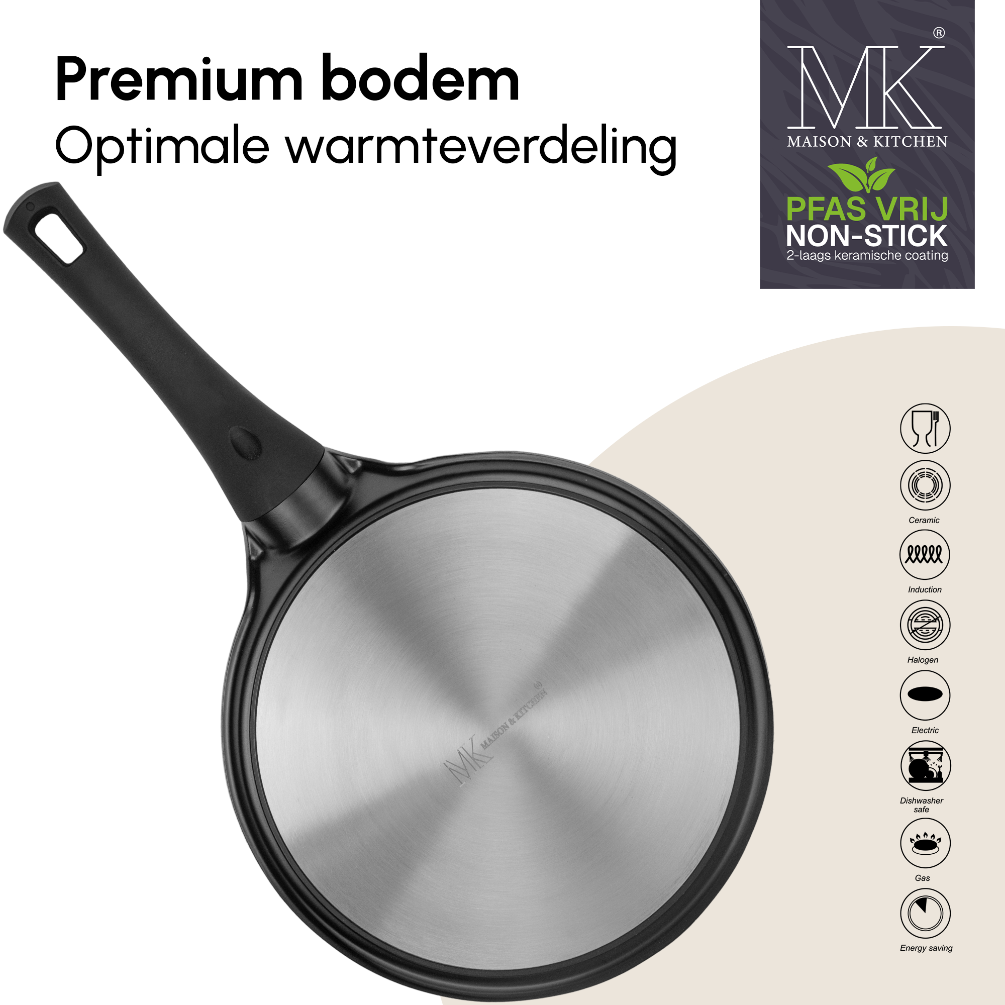 Pancake Pan - Pannenkoekenpan - 26 cm - PFAS vrij - Zwart