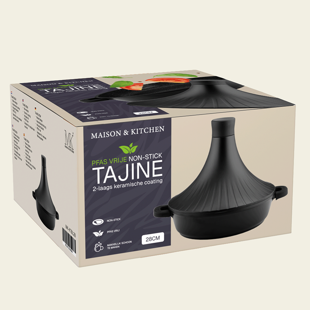 Tajine - Keramische coating - 28 cm - PFAS-vrij - Zwart