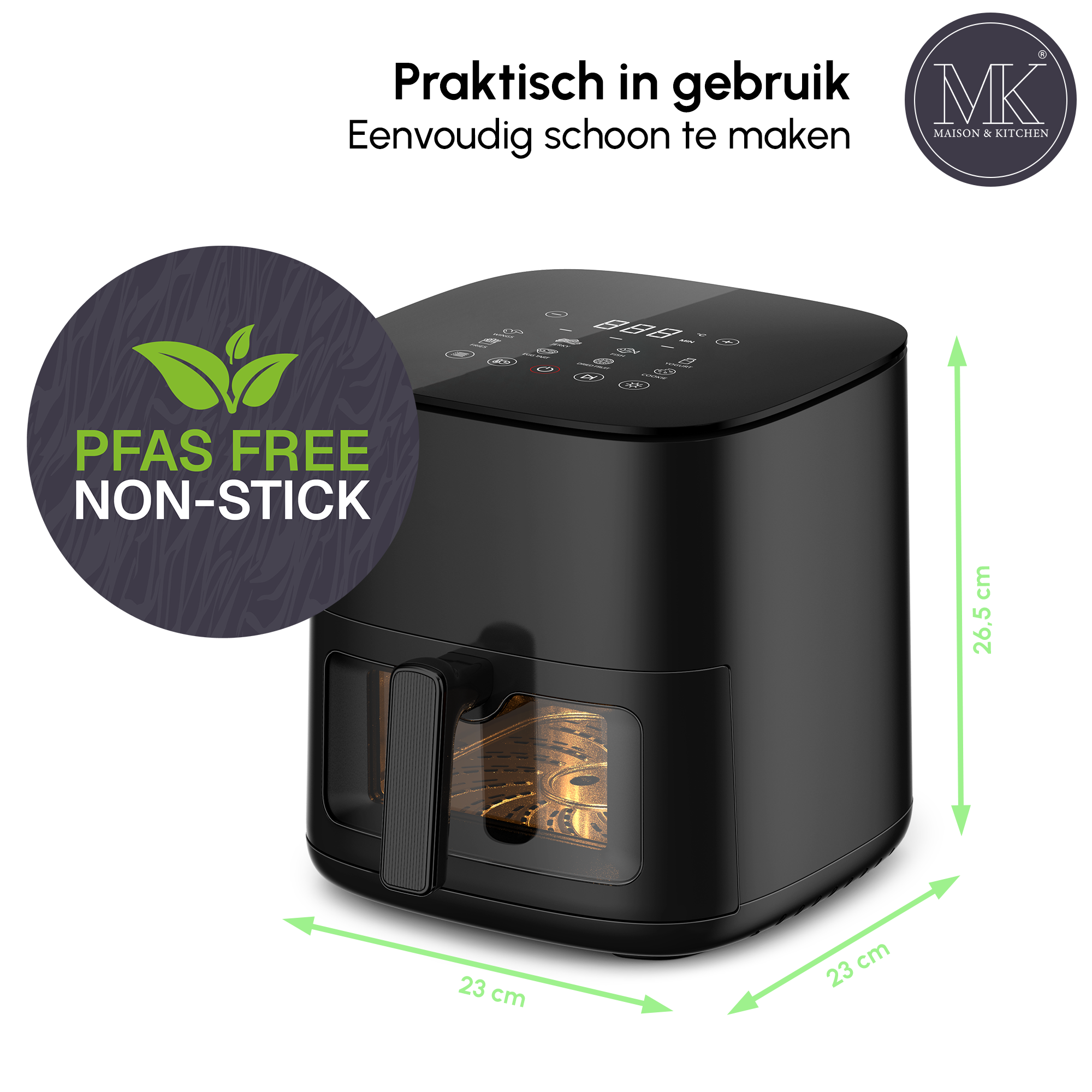 Airfryer - 3L - PFAS vrij - 1350W - Zwart