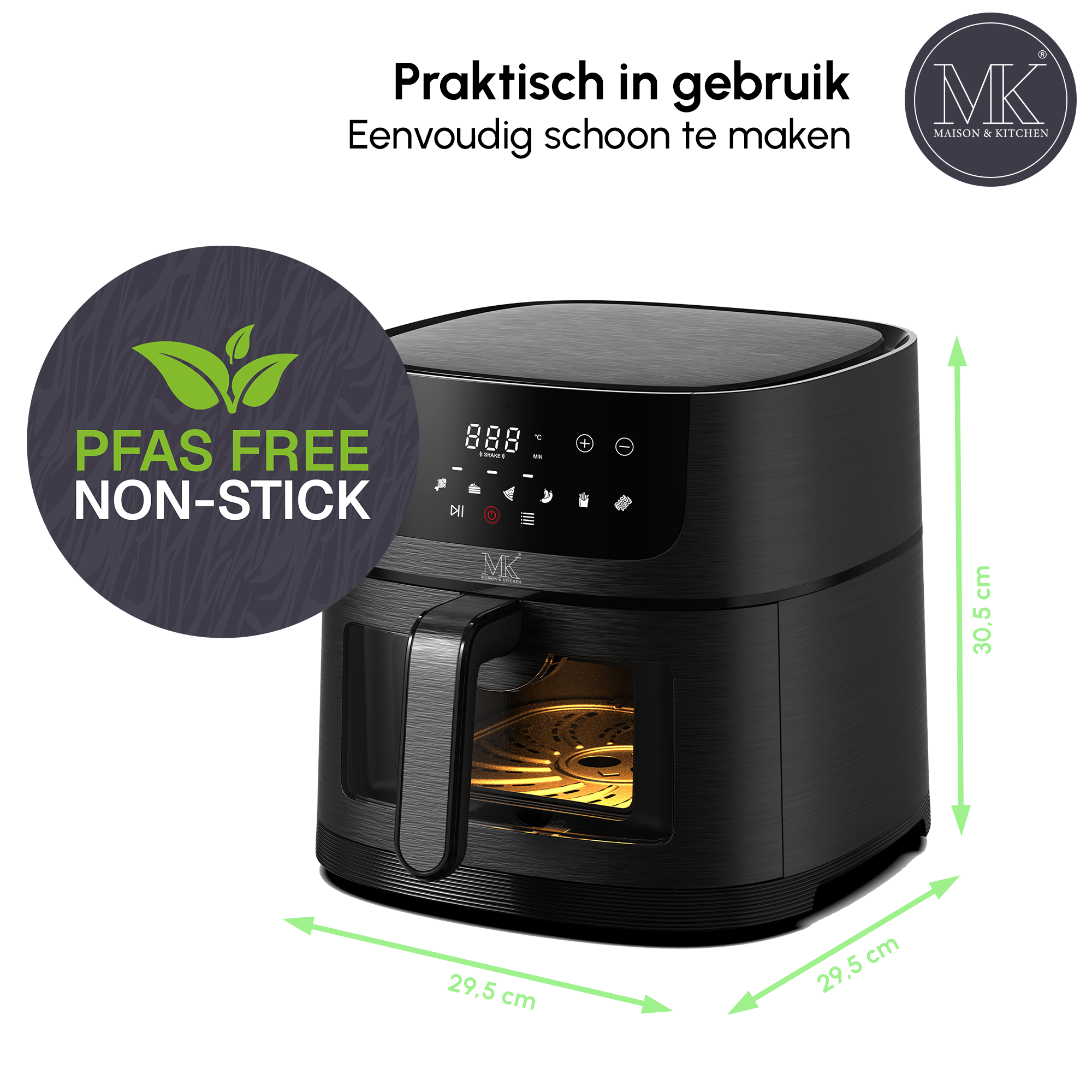 Airfryer - 8L - PFAS vrij - 1800W - Zwart